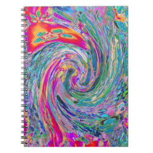 Abstract Floral Psychedelic Rainbow Waves of Colou Notebook
