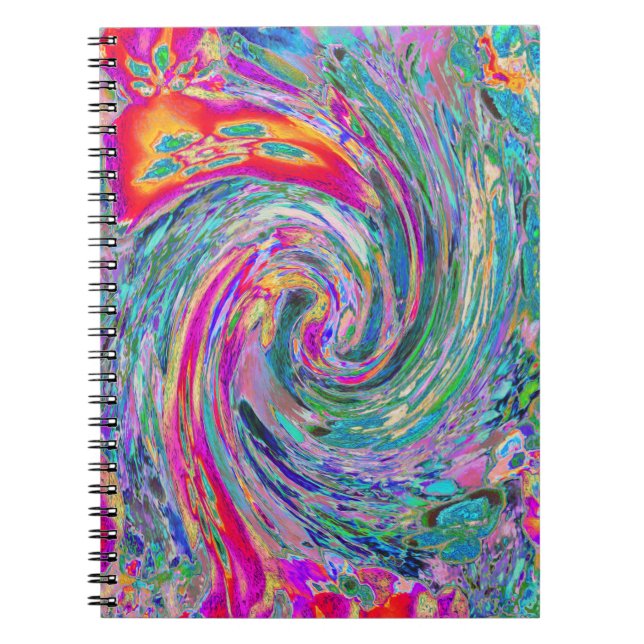 Abstract Floral Psychedelic Rainbow Waves of Colou Notebook (Front)