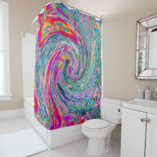 Abstract Floral Psychedelic Rainbow Waves of Colou Shower Curtain