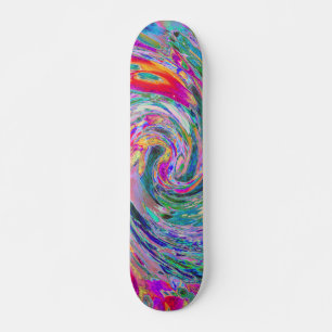 Abstract Floral Psychedelic Rainbow Waves of Colou Skateboard