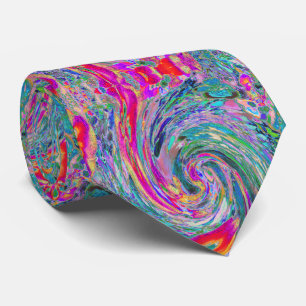 Abstract Floral Psychedelic Rainbow Waves of Colou Tie