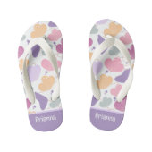 Abstract Floral Purple Pink Custom Kid's Jandals (Footbed)