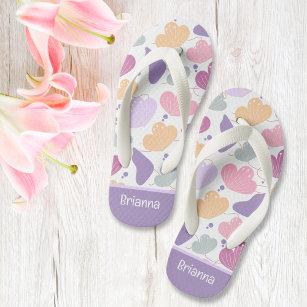 Abstract Floral Purple Pink Custom Kid's Jandals