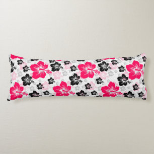 Abstract Floral Red Black White Body Cushion