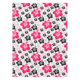 Abstract Floral Red Black White Tablecloth