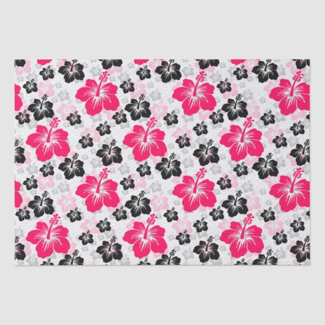 Abstract Floral Red Black White Tissue Paper (Front)