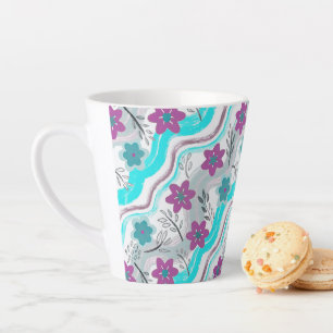 Abstract Floral Retro Swirls Latte Mug