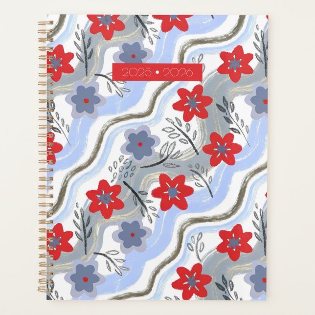 Abstract Floral Retro Swirls Planner (Front)