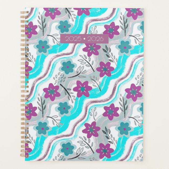 Abstract Floral Retro Swirls Planner (Front)