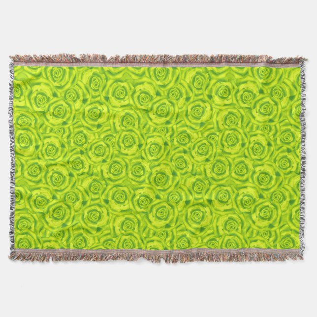 Abstract floral roses pattern throw blanket (Front)