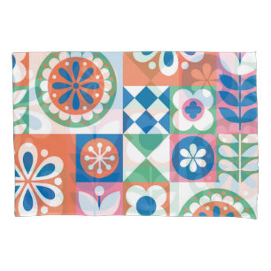 Abstract Floral, Scandinavian Folk Design. Pillowcase