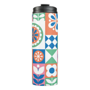 Abstract Floral, Scandinavian Folk Design. Thermal Tumbler