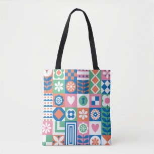 Abstract Floral: Scandinavian Folk Design. Tote Bag
