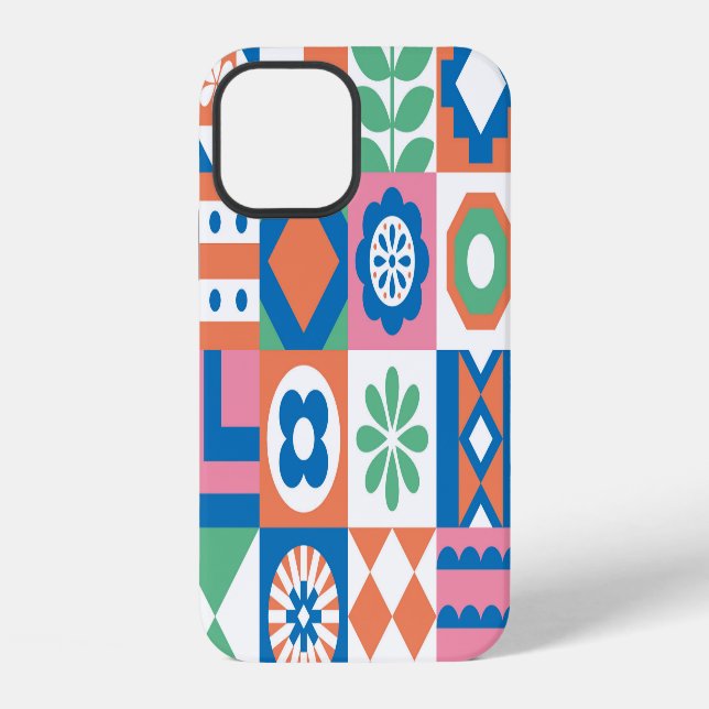 Abstract Floral Scandinavian Folk Pattern iPhone Case (Back)
