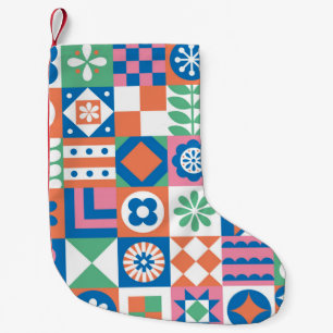 Abstract Floral Scandinavian Folk Pattern Small Christmas Stocking