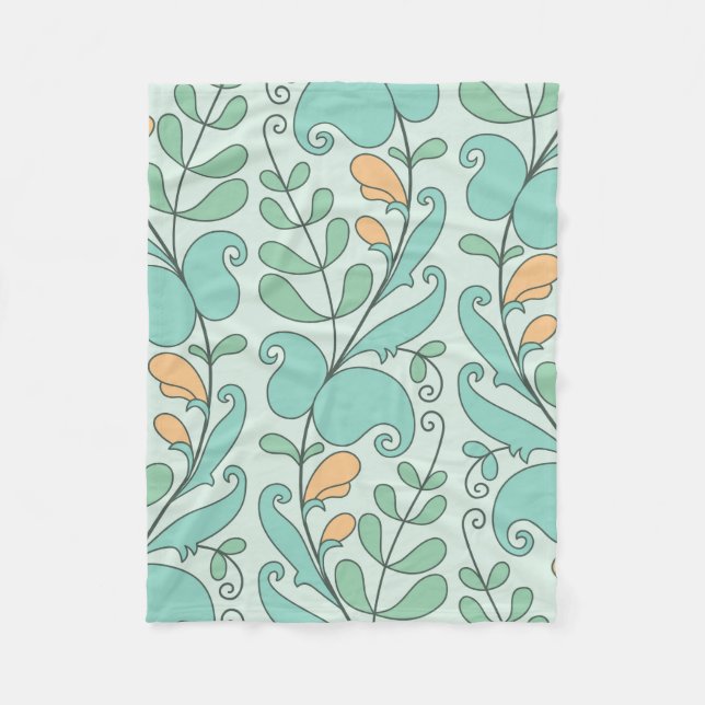 Abstract floral seamless pattern fleece blanket (Front)
