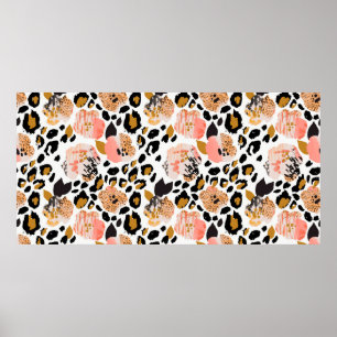 Abstract floral seamless pattern: flowers with zeb poster