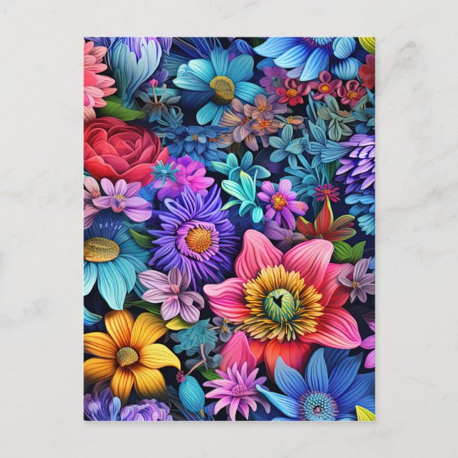 Abstract Floral Seamless Pattern Holiday Postcard (Front)