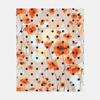 Abstract floral seamless pattern with field poppie fleece blanket