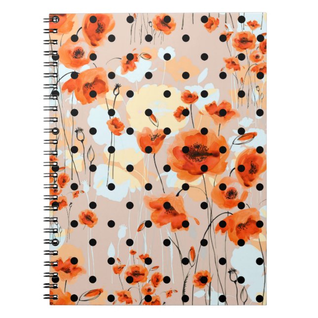 Abstract floral seamless pattern with field poppie notebook (Front)