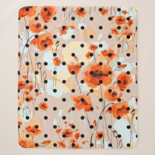 Abstract floral seamless pattern with field poppie sherpa blanket