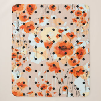 Abstract floral seamless pattern with field poppie sherpa blanket
