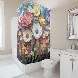 Abstract Floral Shower Curtain