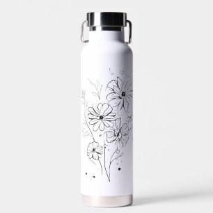 Abstract Floral Sketch Water Bottle