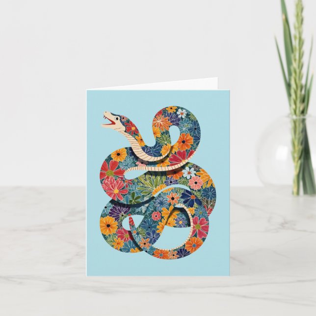 Abstract Floral Snake Colourful Painting Card (Front)