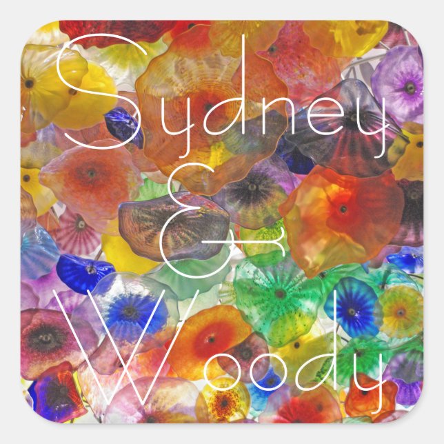 Abstract Floral Square Sticker (Front)