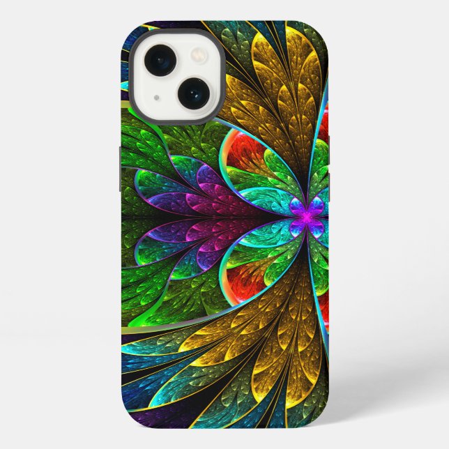 Abstract Floral Stained Glass Pattern iPhone Case (Back)