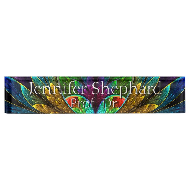 Abstract Floral Stained Glass Pattern Nameplate (Front)