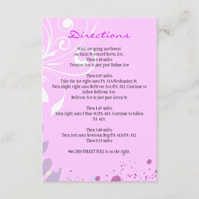 ABSTRACT FLORAL STAR Direction Card (Front)