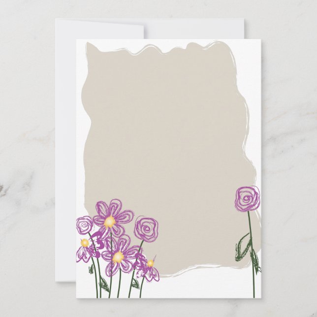 Abstract Floral Stationary Note Card (Front)
