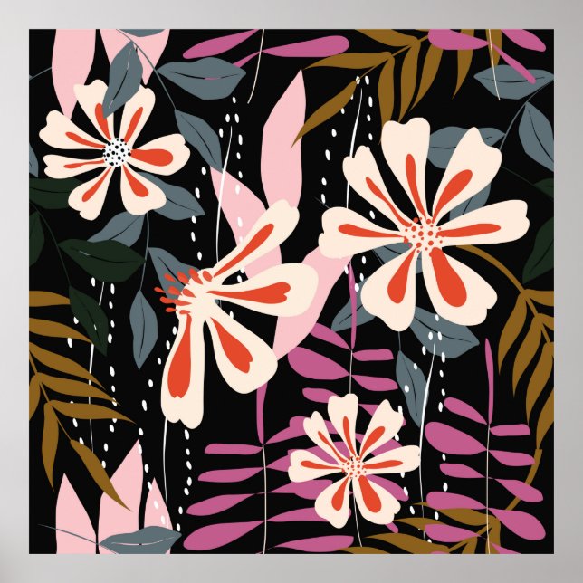 Abstract floral surface pattern seamless backgroun poster (Front)