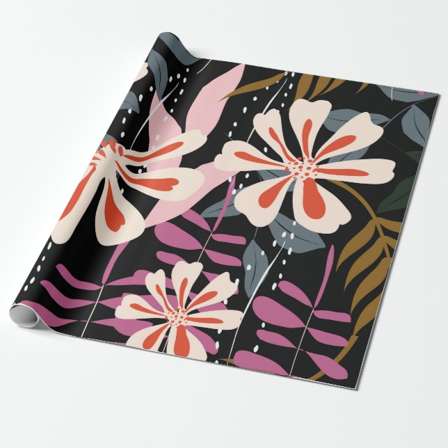 Abstract floral surface pattern seamless backgroun wrapping paper (Unrolled)