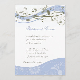 Abstract floral & swirl invitation - blue & brown