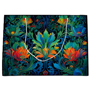 Abstract Floral Swirl Tapestry Bold Vivid Colourfu Large Gift Bag