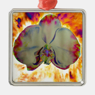 Abstract floral tropical orchid painting metal tree decoration