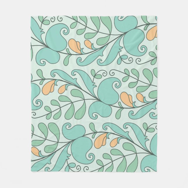 Abstract Floral: Vintage Seamless Pattern Fleece Blanket (Front)
