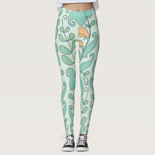 Abstract Floral: Vintage Seamless Pattern Leggings