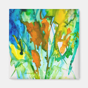 Abstract floral watercolor art magnet