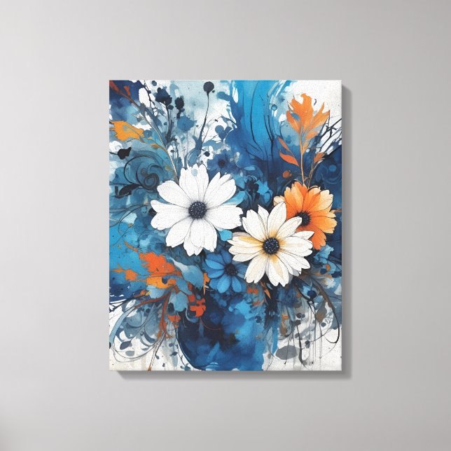 Abstract Floral Watercolor Burst  Canvas Print (Front)