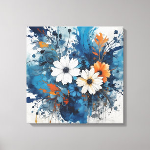 Abstract Floral Watercolor Burst Canvas Print