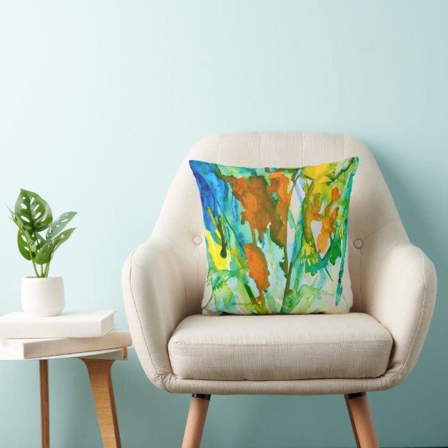 Abstract floral watercolor flowers cushion (Chair)