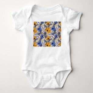 Abstract Floral: Watercolor Modern Pattern Baby Bodysuit