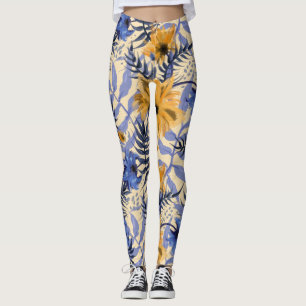 Abstract Floral: Watercolor Modern Pattern Leggings
