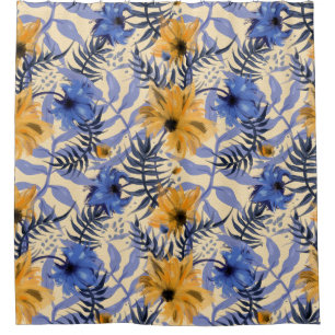 Abstract Floral: Watercolor Modern Pattern Shower Curtain