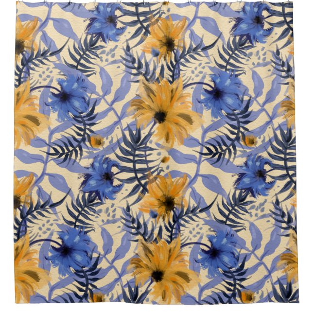 Abstract Floral: Watercolor Modern Pattern Shower Curtain (Front)