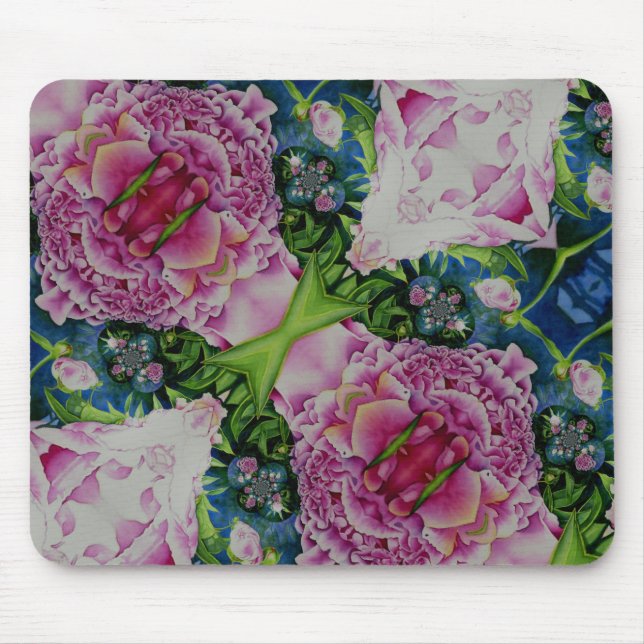Abstract floral watercolor painting retro boho  mouse pad (Front)